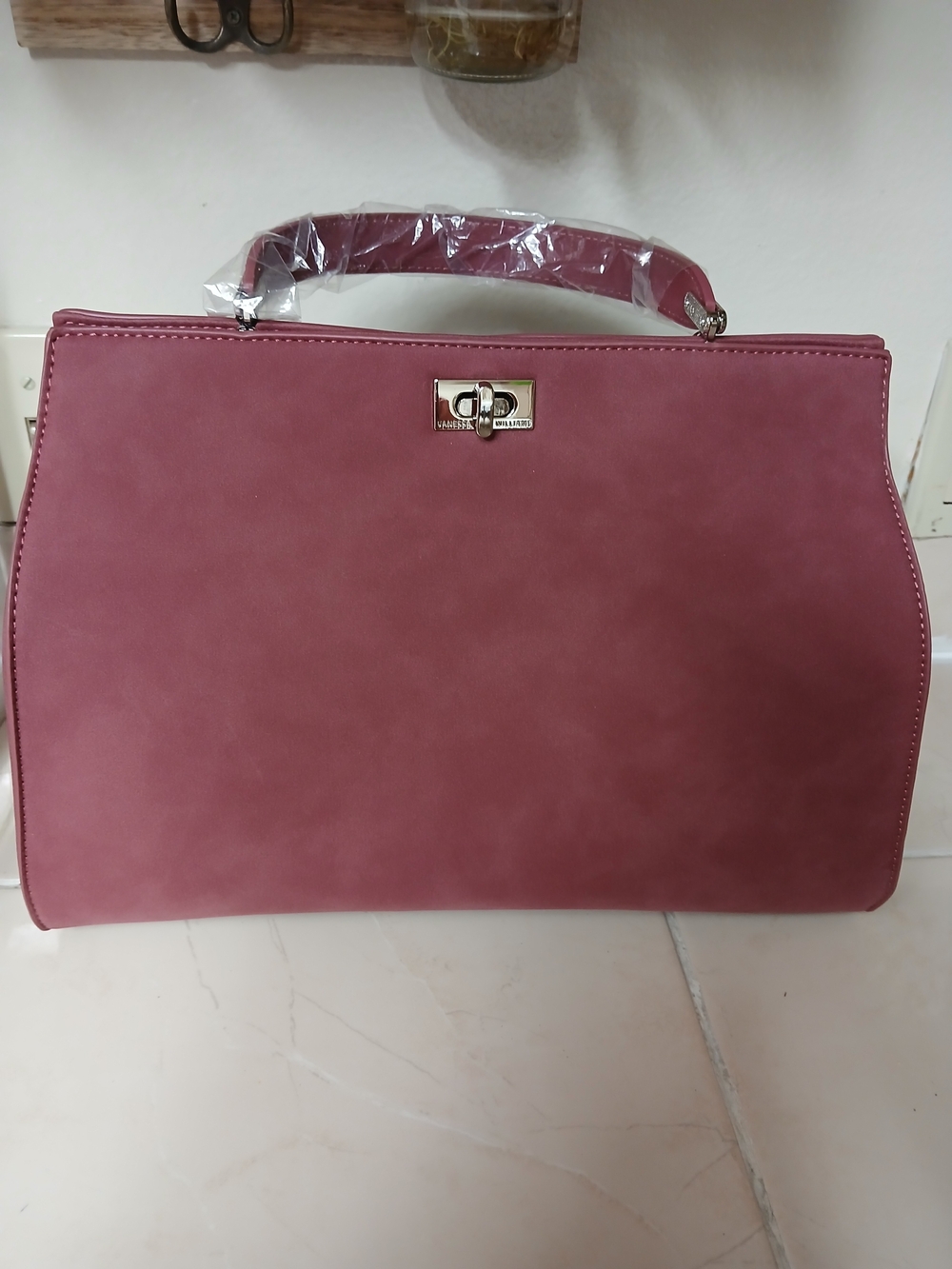 Structured Top-Handle Satchel in Dusty Rose